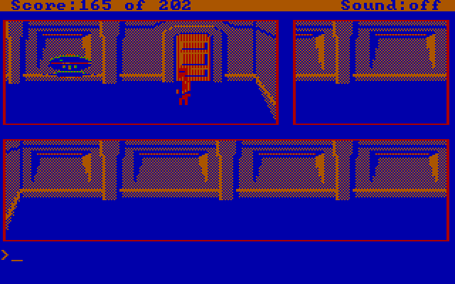 Space Quest: Chapter I - The Sarien Encounter IBM PC/Compatibles Screenshot: These robots appear from time to time and are deadly if you aren't in disguise...