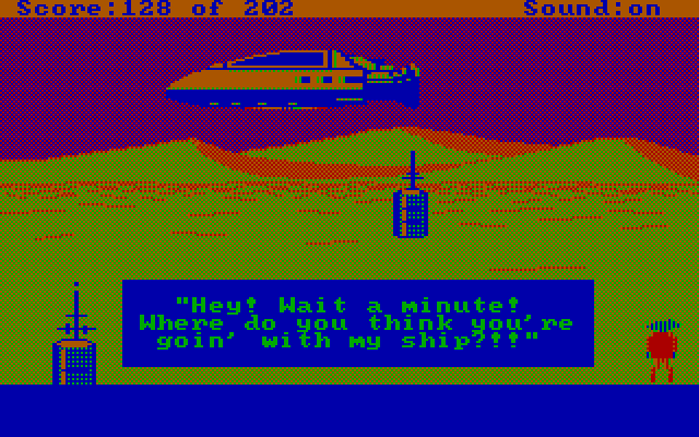 Space Quest: Chapter I - The Sarien Encounter IBM PC/Compatibles Screenshot: Leaving Kerona...