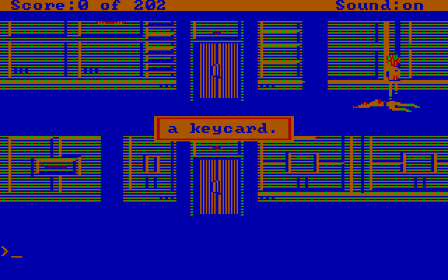 Space Quest: Chapter I - The Sarien Encounter IBM PC/Compatibles Screenshot: Found a keycard...useful!