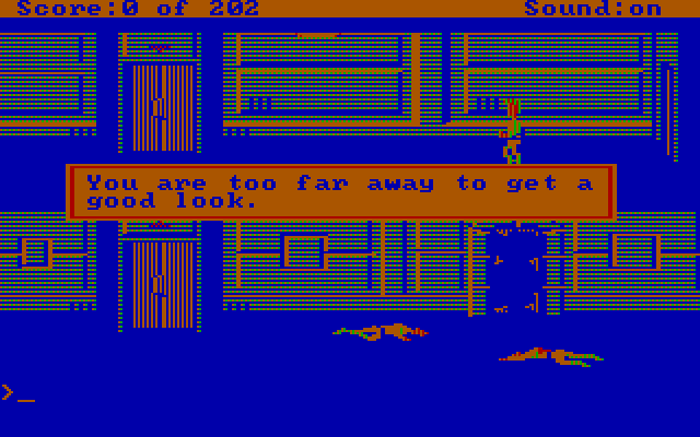 Space Quest: Chapter I - The Sarien Encounter IBM PC/Compatibles Screenshot: Dead bodies?! But can't examine them from here...