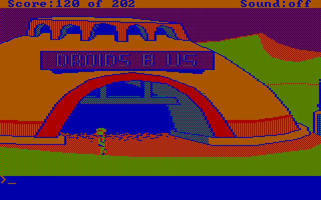 Space Quest: Chapter I - The Sarien Encounter IBM PC/Compatibles Screenshot: Outside Droids B Us...