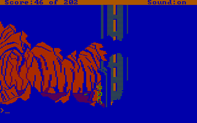 Space Quest: Chapter I - The Sarien Encounter IBM PC/Compatibles Screenshot: Entering the caves...