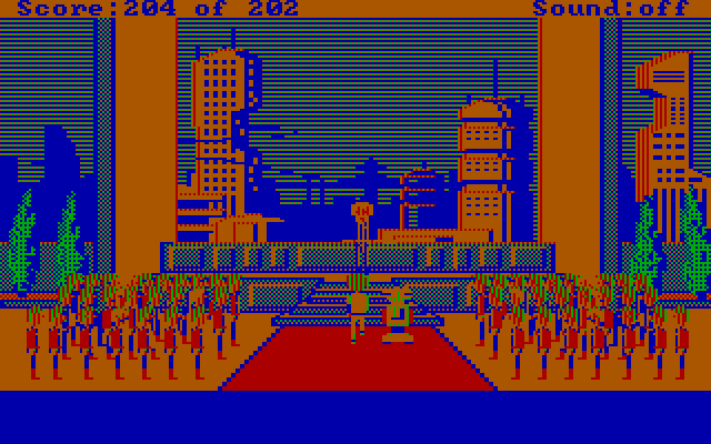 Space Quest: Chapter I - The Sarien Encounter IBM PC/Compatibles Screenshot: A Star Wars like ending...