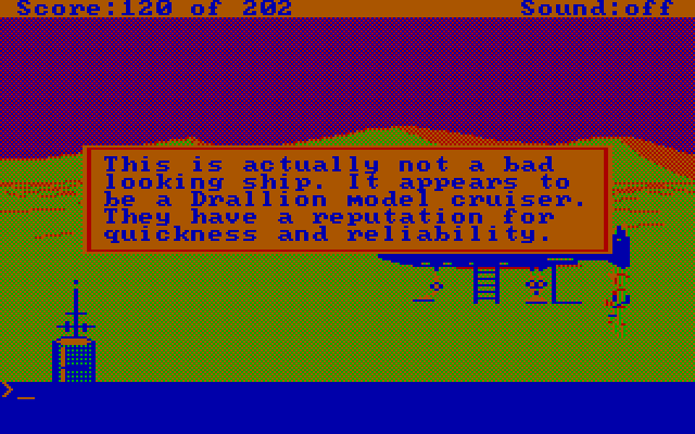 Space Quest: Chapter I - The Sarien Encounter IBM PC/Compatibles Screenshot: Hmm, a useful ship?