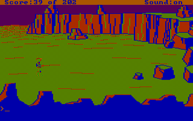 Space Quest: Chapter I - The Sarien Encounter IBM PC/Compatibles Screenshot: Let's see if there's anything over by these rocks...