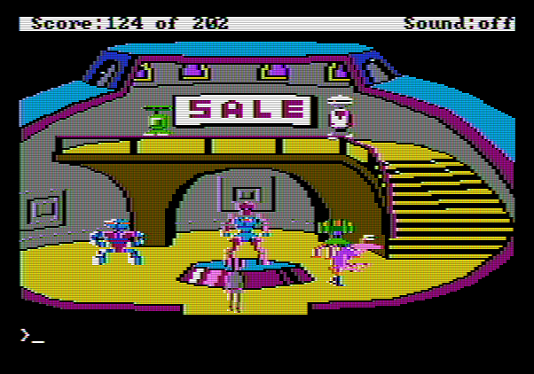 Space Quest: Chapter I - The Sarien Encounter Apple II Screenshot: Inside the Droids B Us.