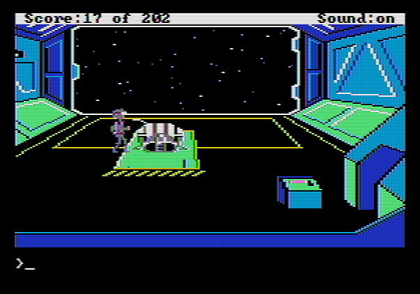Space Quest: Chapter I - The Sarien Encounter Apple II Screenshot: An escape pod! Just what I needed.
