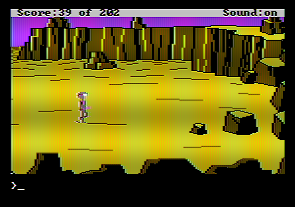 Space Quest: Chapter I - The Sarien Encounter Apple II Screenshot: Let's see what's over this way...