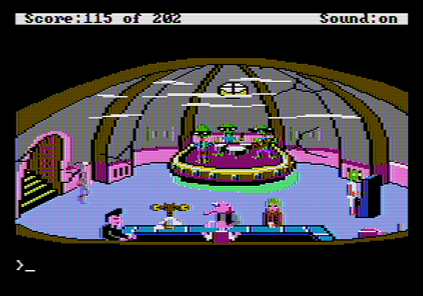 Space Quest: Chapter I - The Sarien Encounter Apple II Screenshot: Inside the bar.