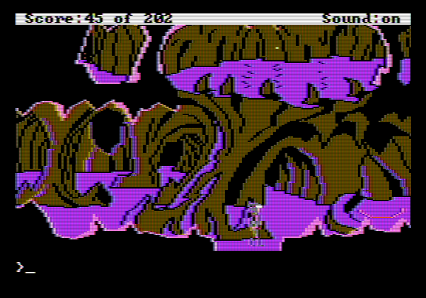 Space Quest: Chapter I - The Sarien Encounter Apple II Screenshot: Yikes, where should I go from here?