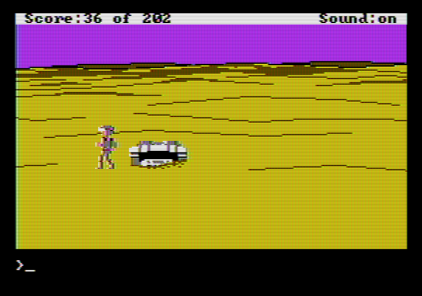 Space Quest: Chapter I - The Sarien Encounter Apple II Screenshot: Survived a crash landing! But now what?