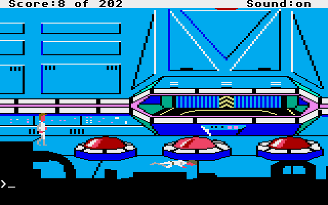 Space Quest: Chapter I - The Sarien Encounter Atari ST Screenshot: Looks like a control room of some sorts...