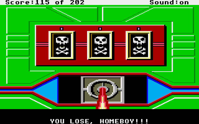 Space Quest: Chapter I - The Sarien Encounter Atari ST Screenshot: Lost playing the slot machine! Time to load a saved game...