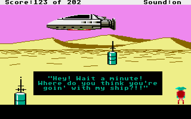 Space Quest: Chapter I - The Sarien Encounter Atari ST Screenshot: Taking off in my new spacecraft!