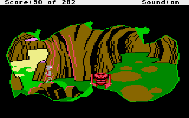 Space Quest: Chapter I - The Sarien Encounter Atari ST Screenshot: Orat hides out in this cave.
