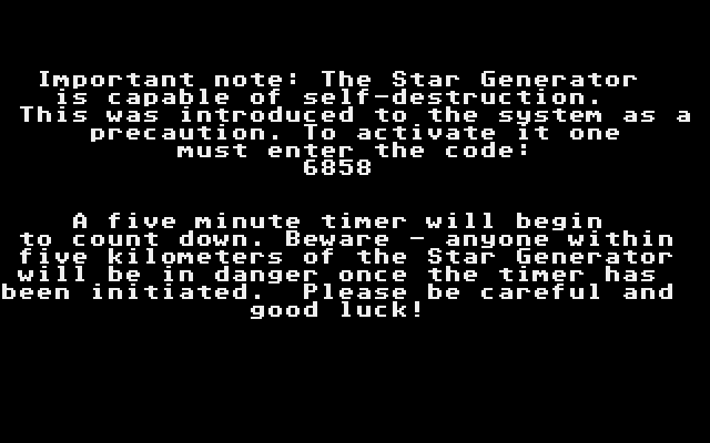 Space Quest: Chapter I - The Sarien Encounter Atari ST Screenshot: Some important notes.