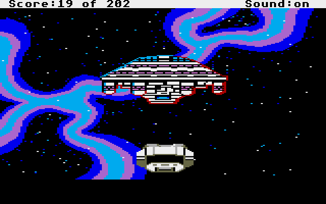 Space Quest: Chapter I - The Sarien Encounter Atari ST Screenshot: Escaping just in time!