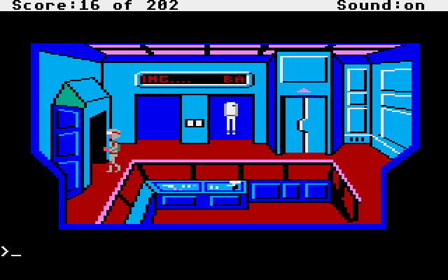 Space Quest: Chapter I - The Sarien Encounter Atari ST Screenshot: Acquired a new spacesuit.