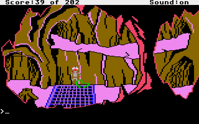 Space Quest: Chapter I - The Sarien Encounter Atari ST Screenshot: Entering a dangerous cave...