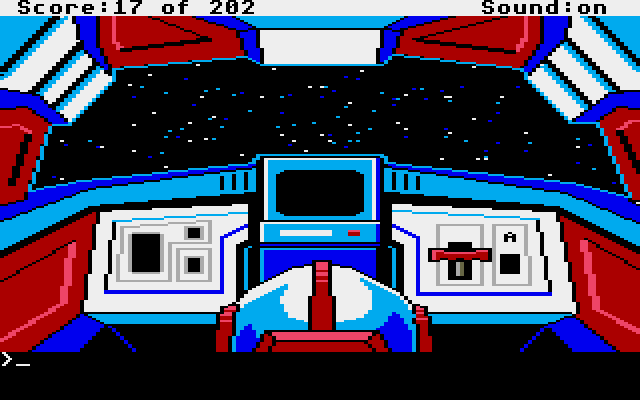 Space Quest: Chapter I - The Sarien Encounter Atari ST Screenshot: In the escape pod.