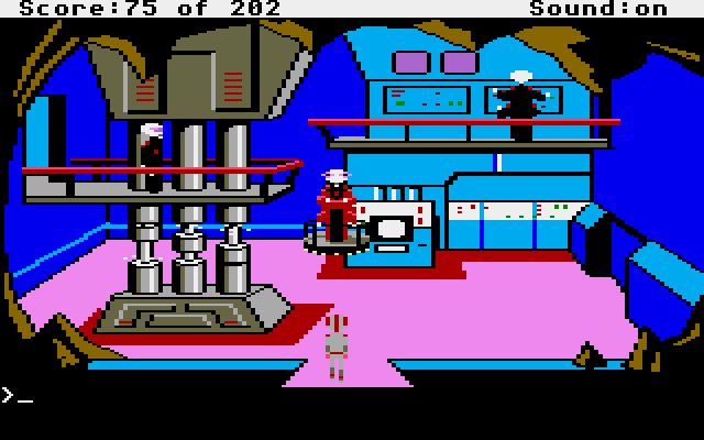 Space Quest: Chapter I - The Sarien Encounter Atari ST Screenshot: Meeting our alien friends.