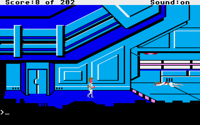 Space Quest: Chapter I - The Sarien Encounter Atari ST Screenshot: Looking for a way out of here.