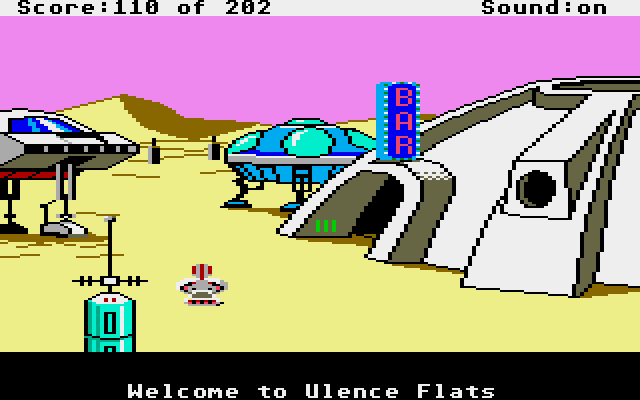 Space Quest: Chapter I - The Sarien Encounter Atari ST Screenshot: Welcome to Ulence Flats!