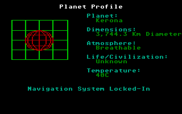 Space Quest: Chapter I - The Sarien Encounter Atari ST Screenshot: Planet profile...looks like this is where we'll be landing!