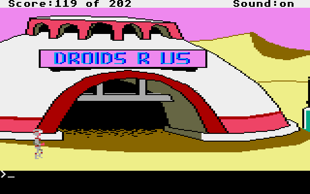 Space Quest: Chapter I - The Sarien Encounter Atari ST Screenshot: I'll need to purchase a droid to pilot my craft.