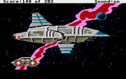 Space Quest: Chapter I - The Sarien Encounter for Atari ST - Uh oh, it's the Deltaur, a Sarien ship!