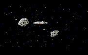 Space Quest: Chapter I - The Sarien Encounter for Atari ST - Thanks to my droid the ship automatically dodges the asteroids.
