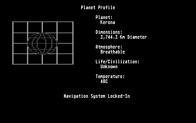 Space Quest: Chapter I - The Sarien Encounter Atari ST Screenshot: Destination locked in; I'm heading to planet Kerona.