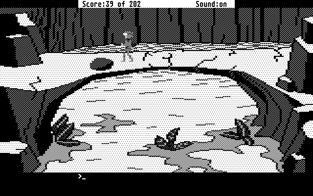 Space Quest: Chapter I - The Sarien Encounter Atari ST Screenshot: Be careful, this bridge doesn't look very safe!