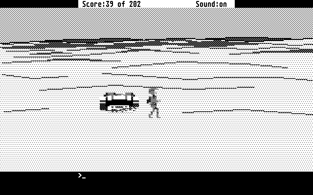 Space Quest: Chapter I - The Sarien Encounter Atari ST Screenshot: Somewhere in a vast desert...