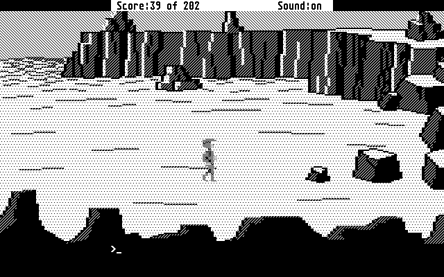 Space Quest: Chapter I - The Sarien Encounter Atari ST Screenshot: Let's see if there's anything over by these rocks...