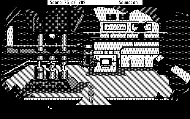 Space Quest: Chapter I - The Sarien Encounter Atari ST Screenshot: Meeting our alien friends.