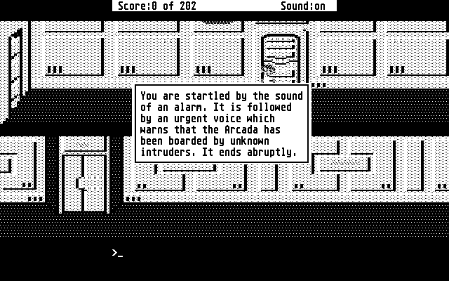 Space Quest: Chapter I - The Sarien Encounter Atari ST Screenshot: Game start.