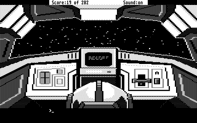 Space Quest: Chapter I - The Sarien Encounter Atari ST Screenshot: Inside the escape pod.
