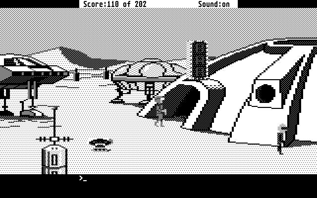 Space Quest: Chapter I - The Sarien Encounter Atari ST Screenshot: Arrived at Ulence Flats!