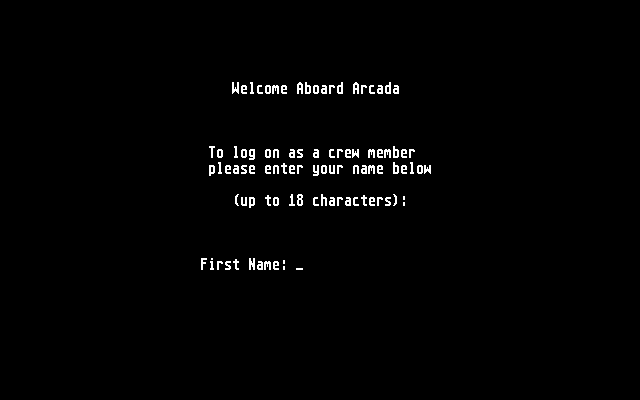 Space Quest: Chapter I - The Sarien Encounter Atari ST Screenshot: Welcome aboard Arcada!