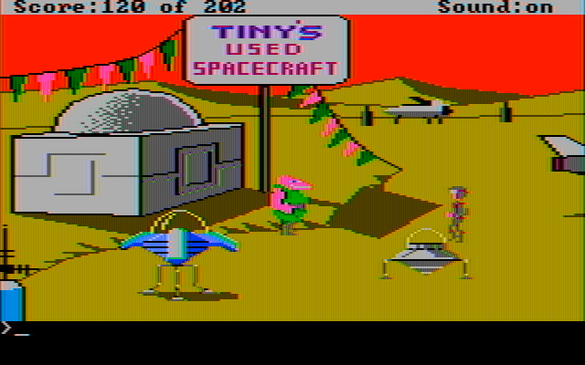 Space Quest: Chapter I - The Sarien Encounter IBM PC/Compatibles Screenshot: A quality used spacecraft could really help out...