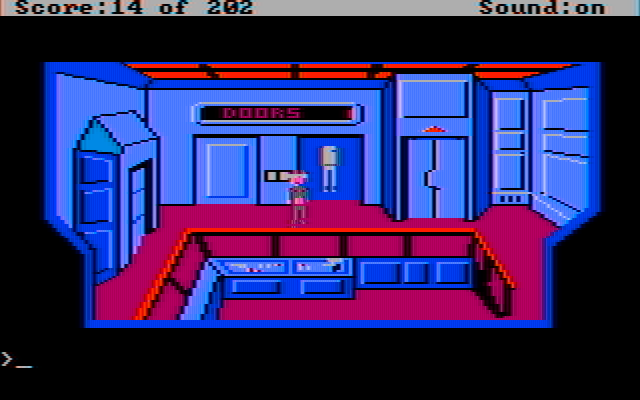 Space Quest: Chapter I - The Sarien Encounter IBM PC/Compatibles Screenshot: Acquired a fancy new space suit!