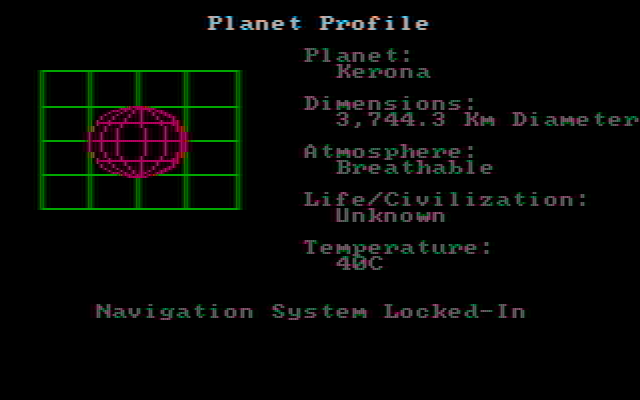 Space Quest: Chapter I - The Sarien Encounter IBM PC/Compatibles Screenshot: Time to head to planet Kerona...