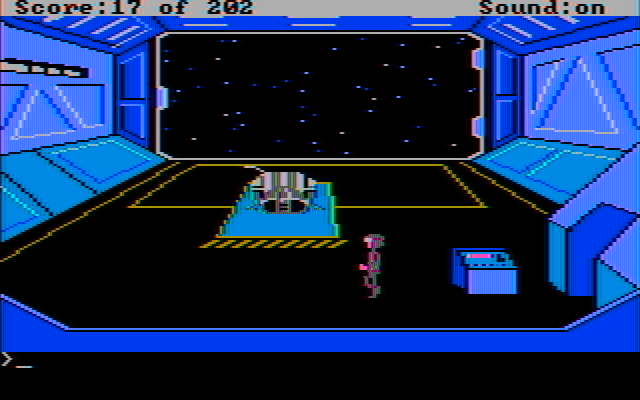 Space Quest: Chapter I - The Sarien Encounter IBM PC/Compatibles Screenshot: An escape pod, how helpfull!