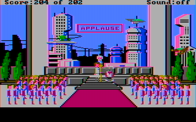Space Quest: Chapter I - The Sarien Encounter IBM PC/Compatibles Screenshot: Mission success!