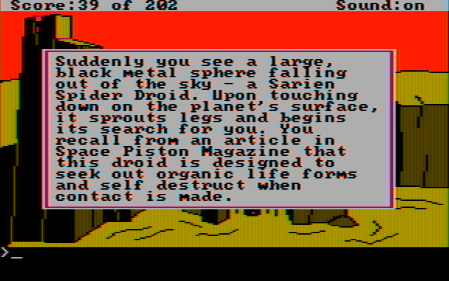 Space Quest: Chapter I - The Sarien Encounter IBM PC/Compatibles Screenshot: Watch out for spider droids!