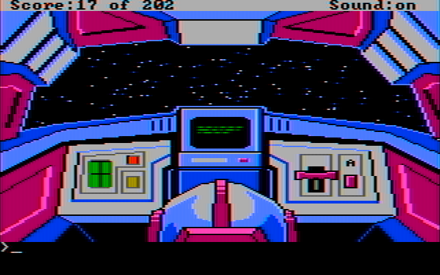 Space Quest: Chapter I - The Sarien Encounter IBM PC/Compatibles Screenshot: Inside the escape pod.