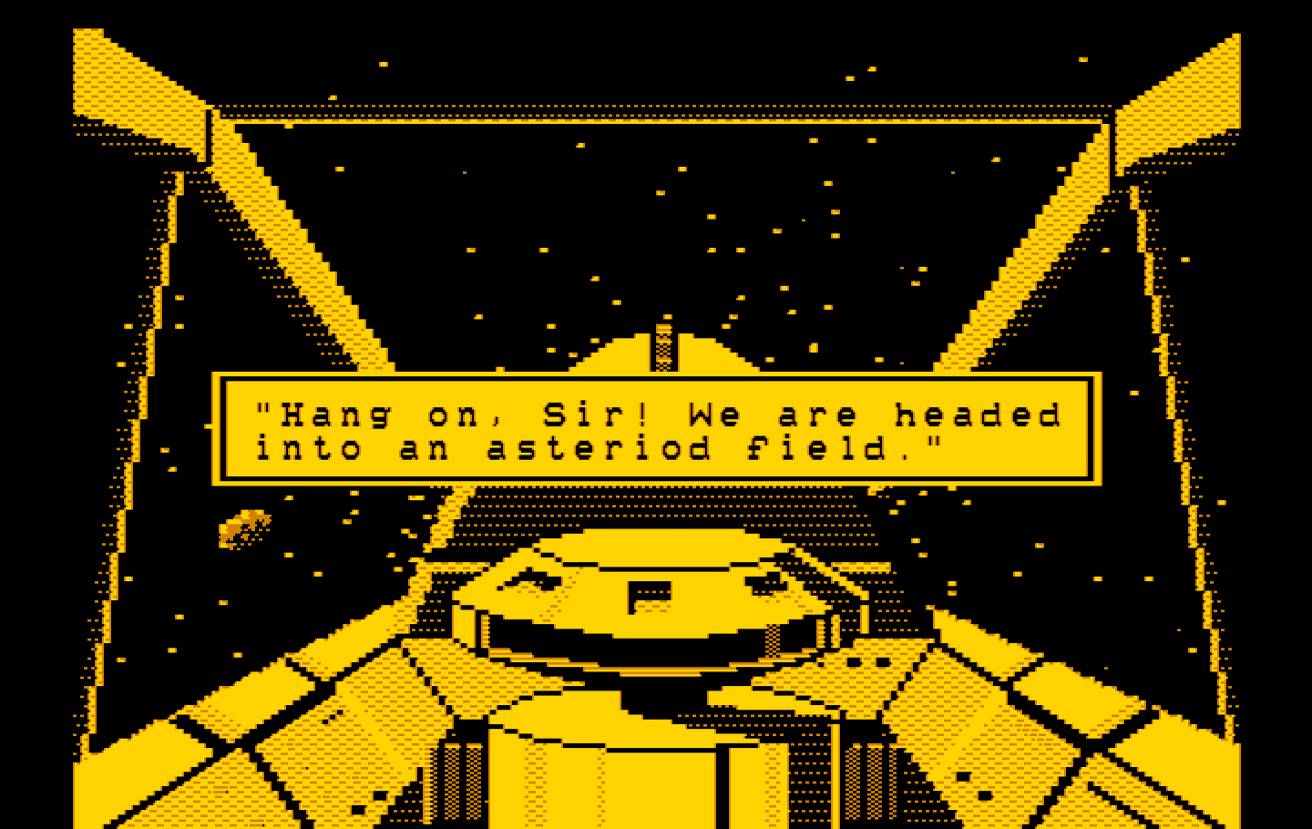 Space Quest: Chapter I - The Sarien Encounter IBM PC/Compatibles Screenshot: Headed for an asteroid field...