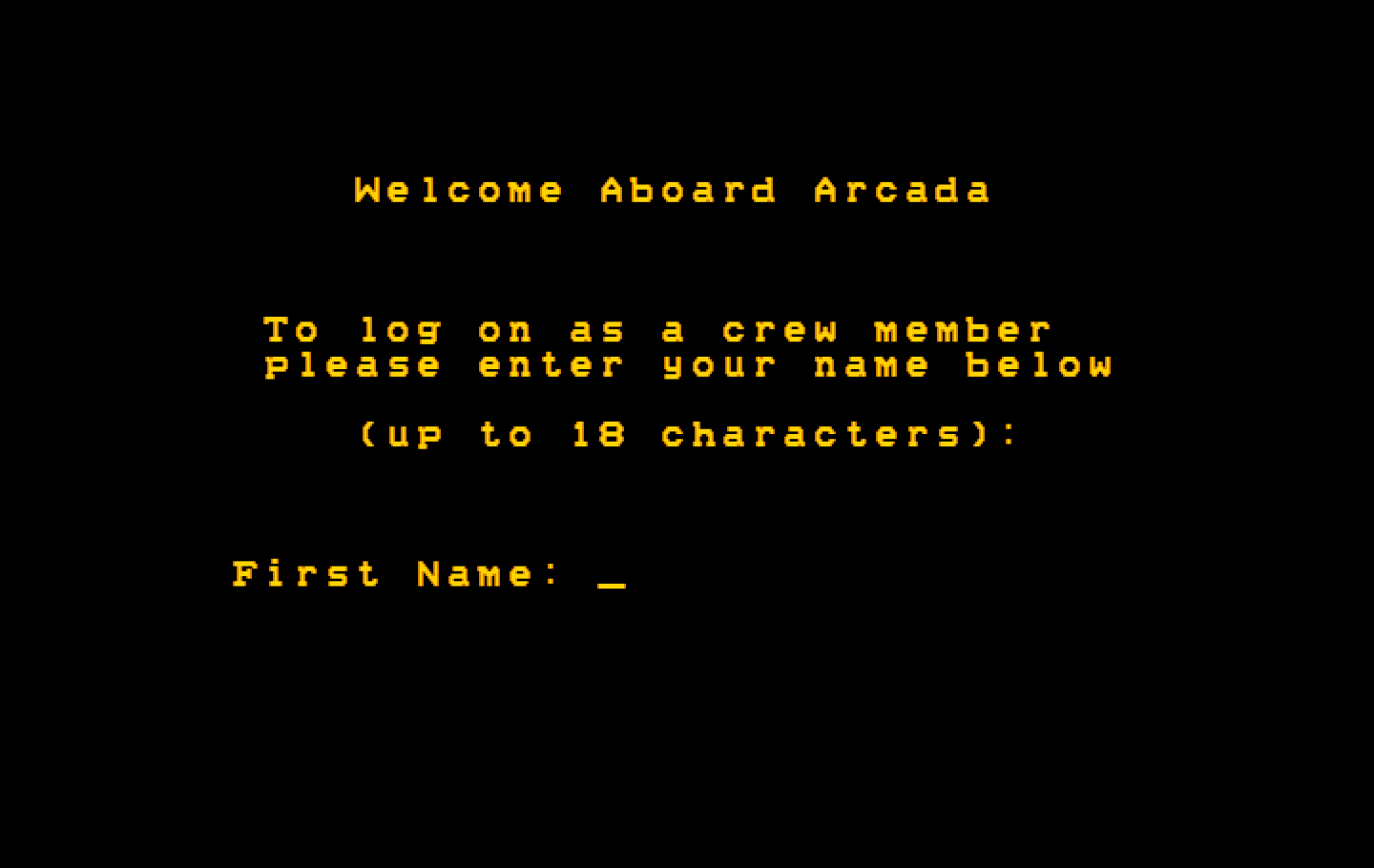 Space Quest: Chapter I - The Sarien Encounter IBM PC/Compatibles Screenshot: Welcome aboard Arcada!