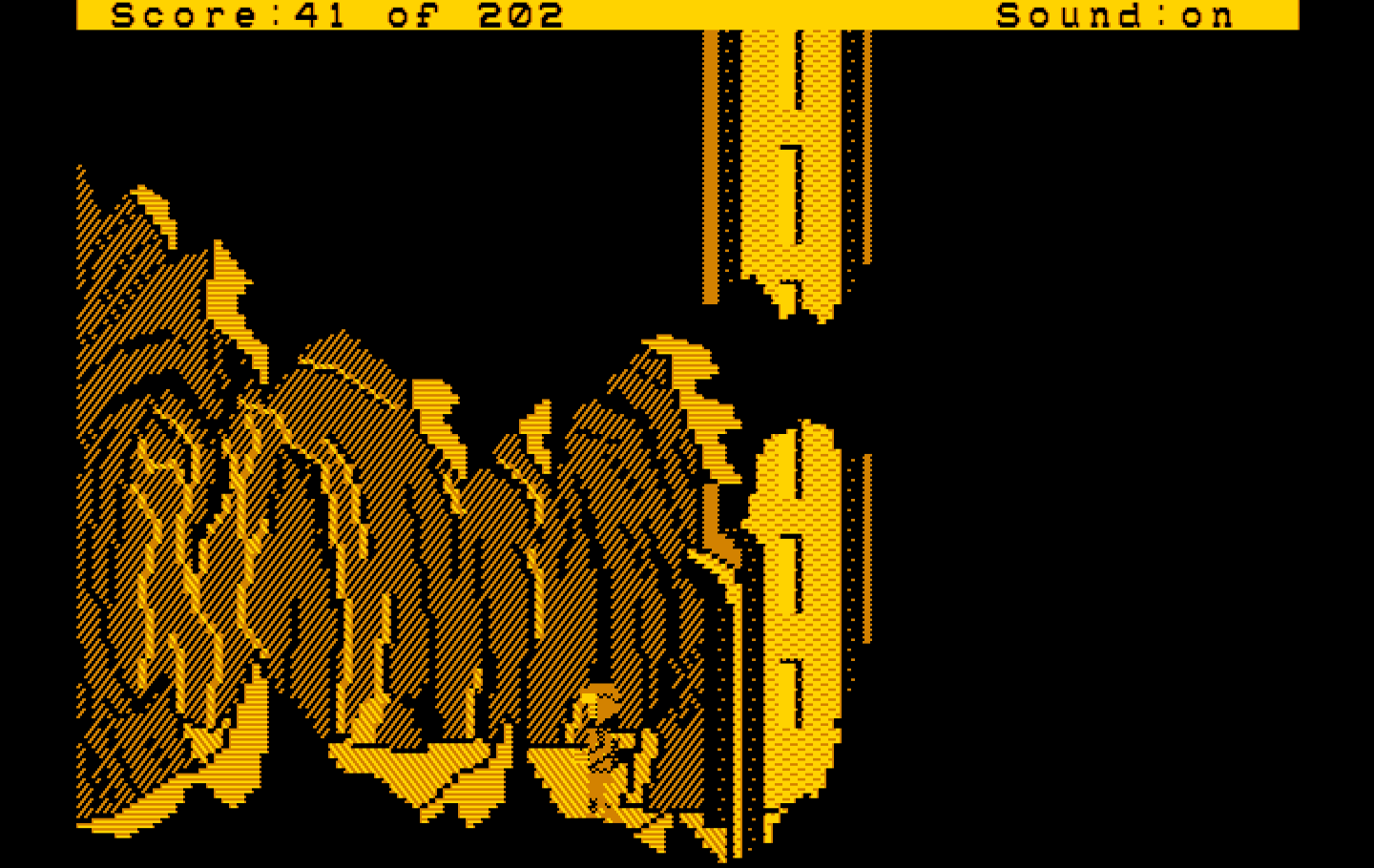 Space Quest: Chapter I - The Sarien Encounter IBM PC/Compatibles Screenshot: Entered a cavern...